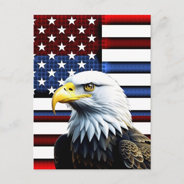 Patriotic American Eagle and US Flag Postcard (Front)