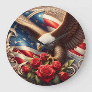 Patriotic American Eagle Clock