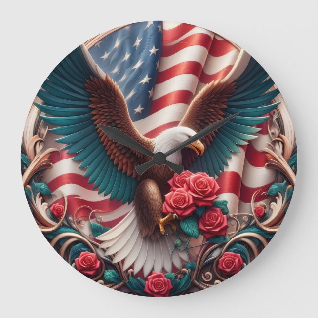 Patriotic American Eagle Clock (Front)