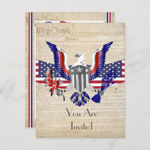 Patriotic American eagle, flag and constitution Invitation