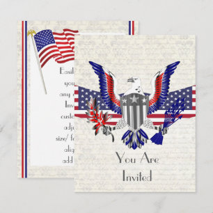 Patriotic American eagle, flag and shield Invitation