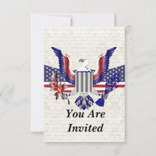 Patriotic American eagle & flag Invitation