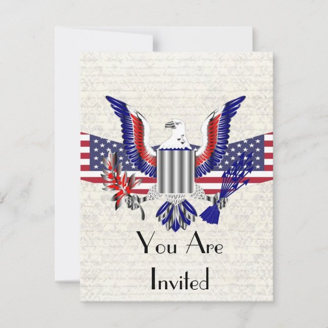 Patriotic American eagle & flag Invitation (Front)