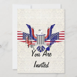 Patriotic American eagle & flag Invitation