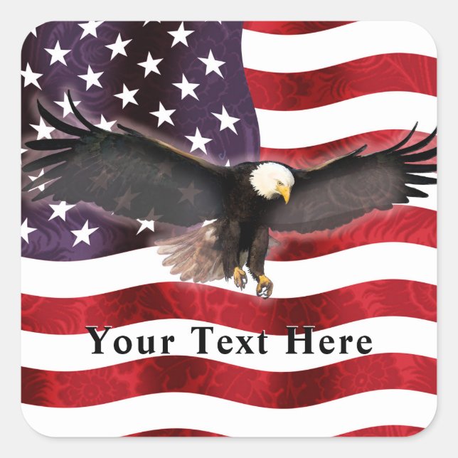 Patriotic American Eagle Flag Square Sticker (Front)