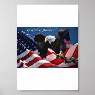 Patriotic American Eagle God Bless America Graphic Poster