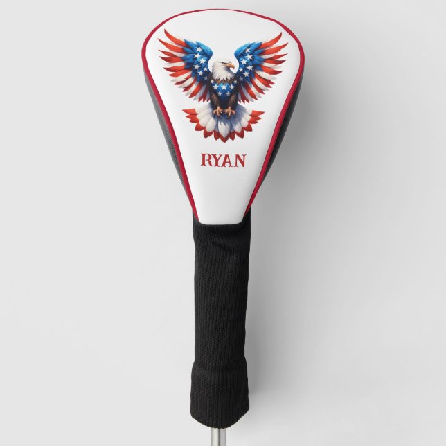 Patriotic American Eagle Golf Head Cover (Front)