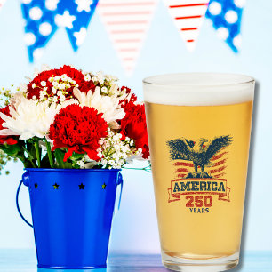 Patriotic American Eagle Happy 250th Anniversary Glass
