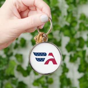 Patriotic American Eagle Letter A Flag Key Ring
