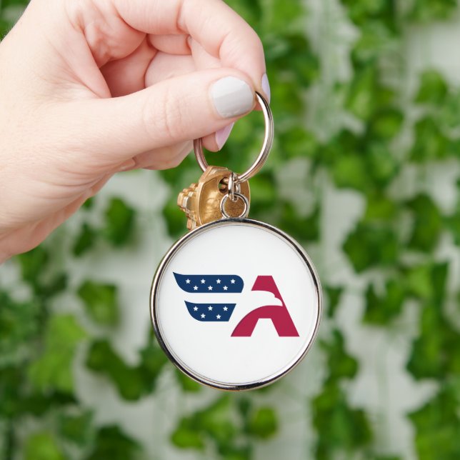 Patriotic American Eagle Letter A Flag Key Ring (Hand)