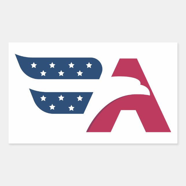 Patriotic American Eagle Letter A Flag Rectangular Sticker (Front)