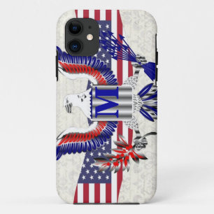 Patriotic American eagle personalised monogram iPhone 11 Case