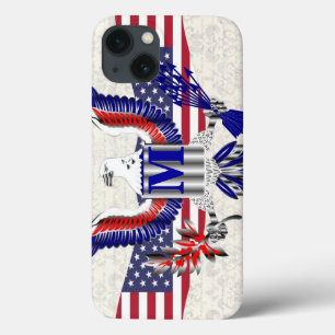 Patriotic American eagle personalised monogram iPhone 13 Case