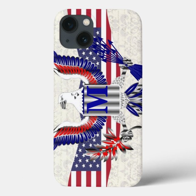 Patriotic American eagle personalised monogram Case-Mate iPhone Case (Back)