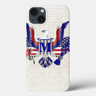 Patriotic American eagle personalised monogram iPhone 13 Case