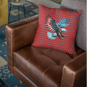 Patriotic American Eagle Red White Blue Cushion