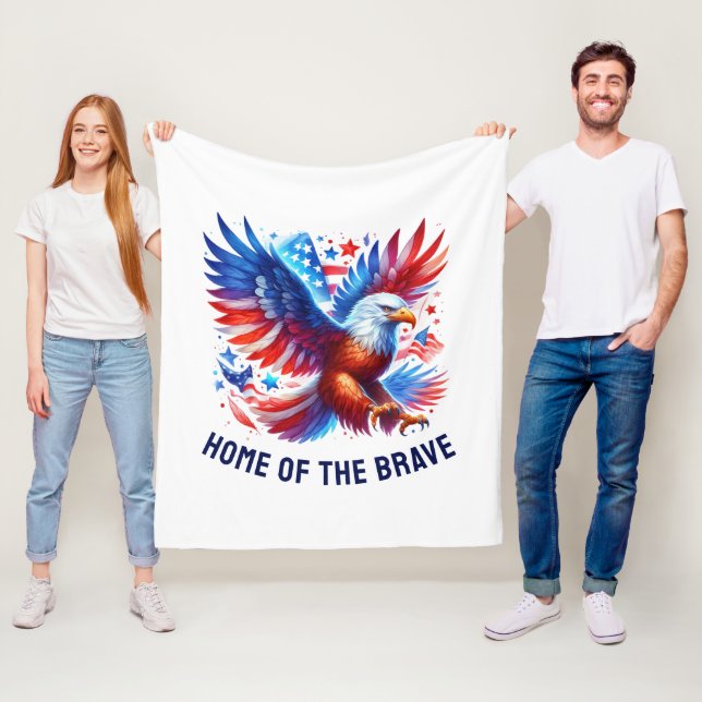 Patriotic American Eagle Red White Blue Fleece Blanket (In Situ)
