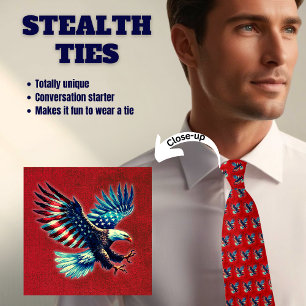 Patriotic American Eagle Red White Blue Neck Tie