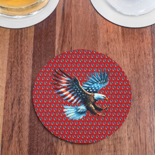 Patriotic American Eagle Red White Blue Round Paper Coaster