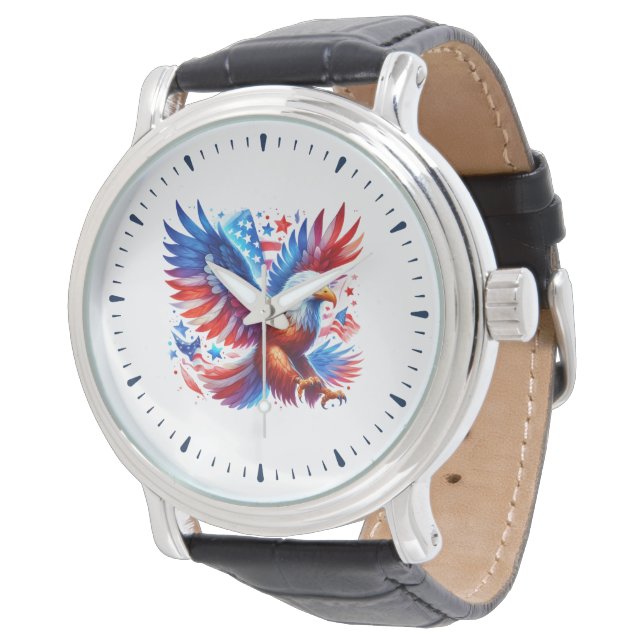 Patriotic American Eagle Red White Blue Watch (Angled)