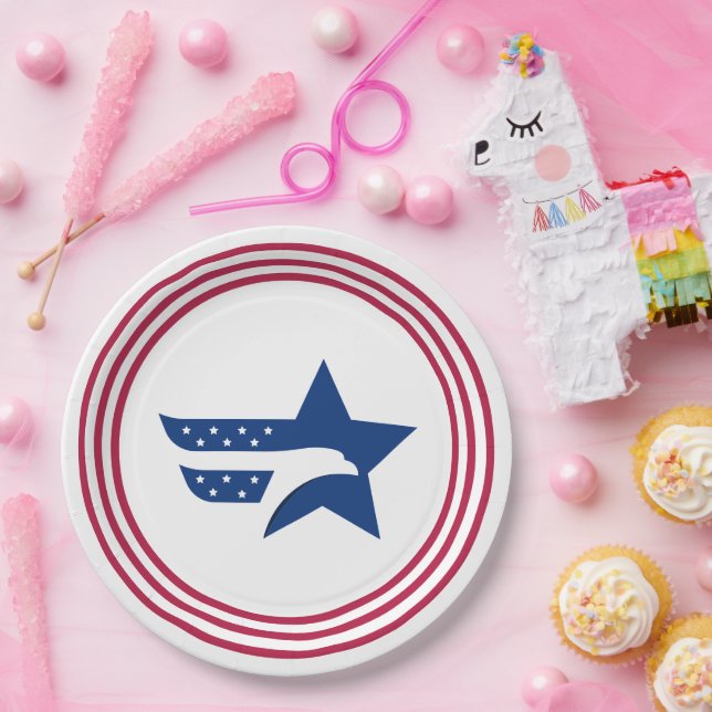 Patriotic American Eagle Star Paper Plate (Party)