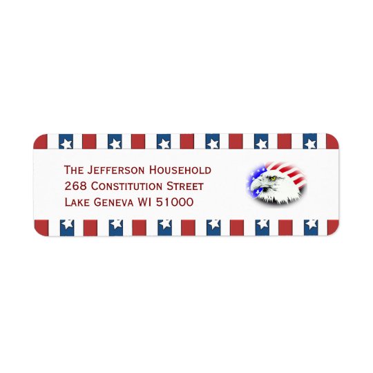 Patriotic American Eagle Stars and Stripes Custom Return Address Label