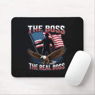 Patriotic American Eagle The Real Boss Design Mouse Mat