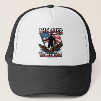 Patriotic American Eagle The Real Boss Design Trucker Hat