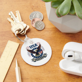 Patriotic American Eagle USA Freedom Key Ring