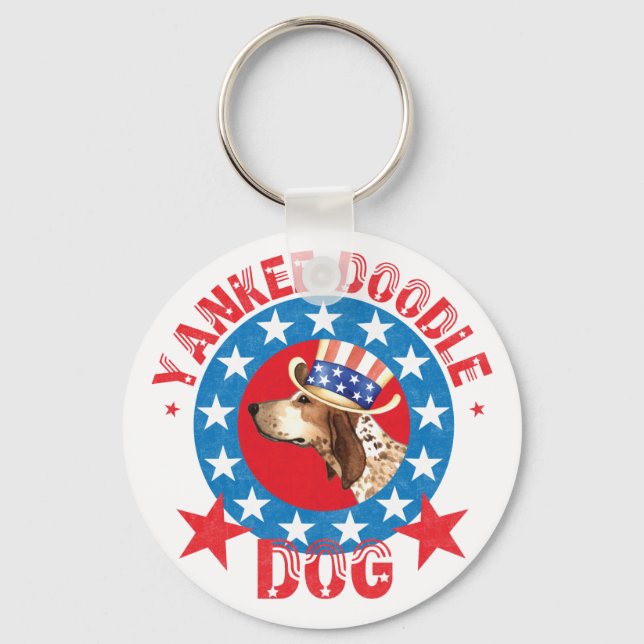 Patriotic American English Coonhound Key Ring (Front)