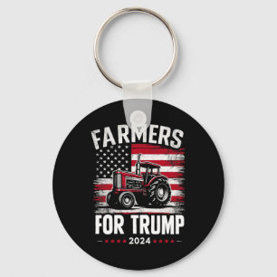 Patriotic American Farmers For Trump Election Usa  Key Ring