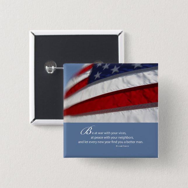 Patriotic, American Flag 15 Cm Square Badge (Front & Back)