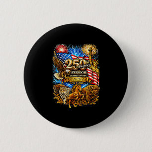 Patriotic american flag 250 years of freedom the 6 cm round badge
