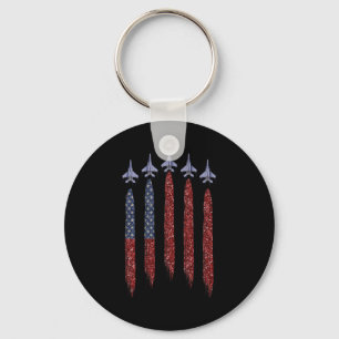 Patriotic American Flag 4th July Independence Day Key Ring