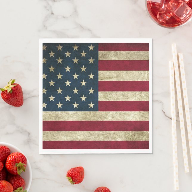 Patriotic American Flag 4th July Independence Day Napkin (Insitu)