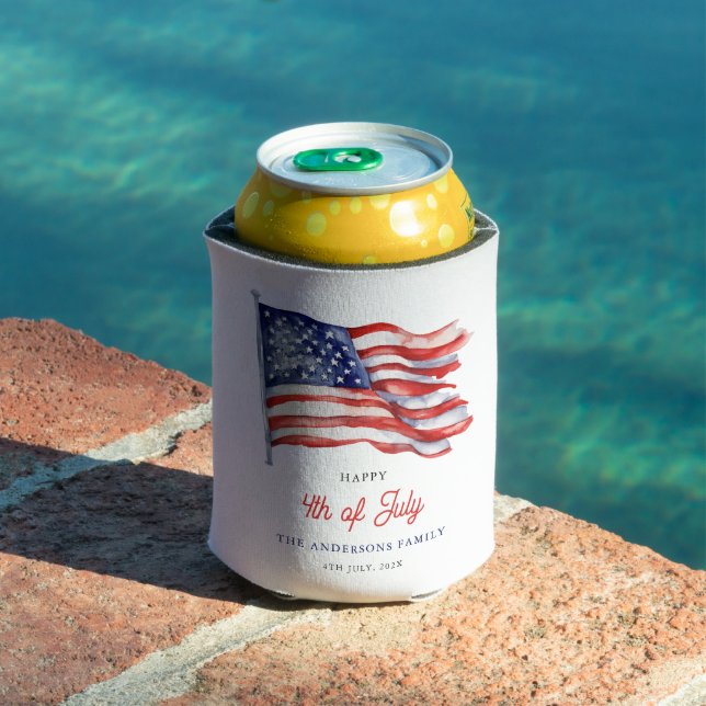 Patriotic American Flag 4th of July Family Can Cooler (In Situ Pool)