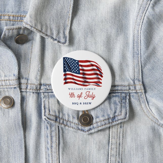 Patriotic American Flag 4th of July Family Reunion 7.5 Cm Round Badge (In Situ)
