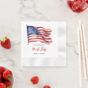 Patriotic American Flag 4th of July Family Reunion Napkin