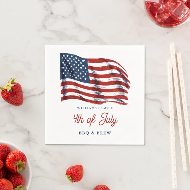 Patriotic American Flag 4th of July Family Reunion Napkin (Insitu)