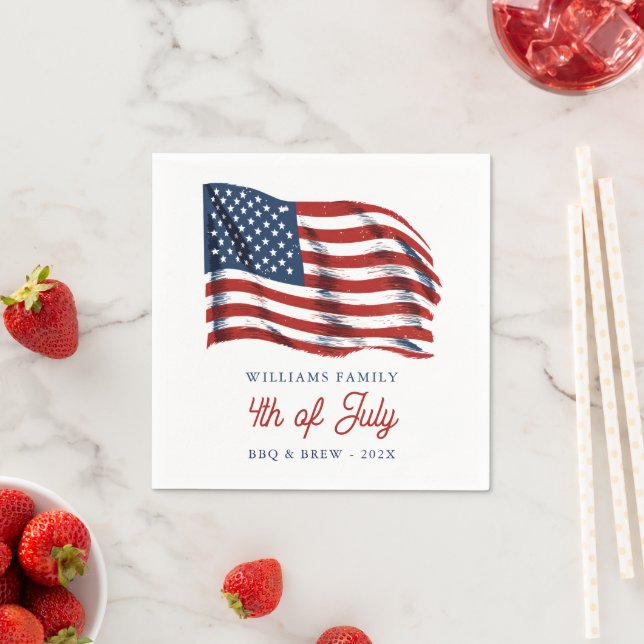 Patriotic American Flag 4th of July Family Reunion Napkin (Insitu)