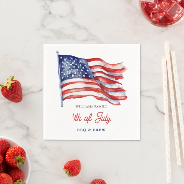 Patriotic American Flag 4th of July Family Reunion Napkin (Insitu)