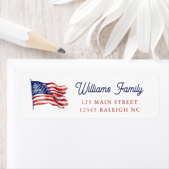 Patriotic American Flag 4th of July Return Address (Insitu)