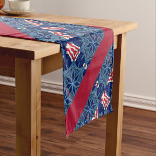 Patriotic American Flag 4th of July Short Table Runner