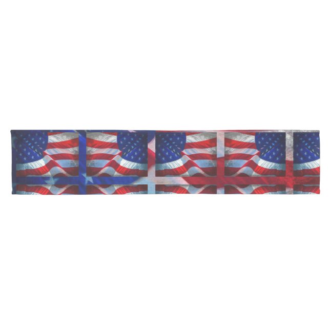Patriotic American Flag 4th of July Short Table Runner (Horizontal)