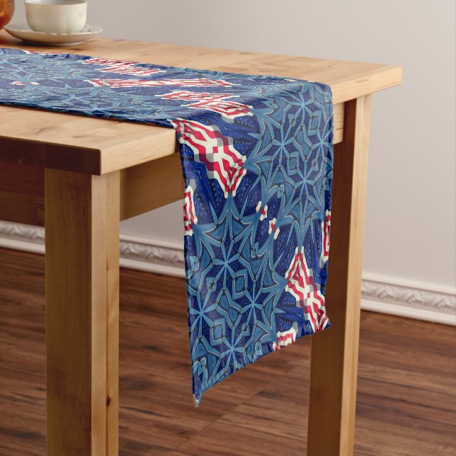 Patriotic American Flag 4th of July Short Table Runner (In Situ)