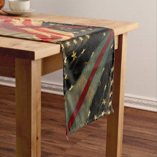 Patriotic American Flag 4th of July Short Table Runner