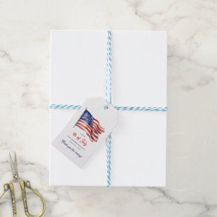 Patriotic American Flag 4th of July Thank You Gift Tags