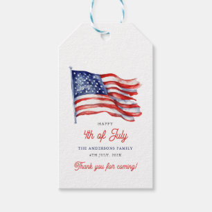 Patriotic American Flag 4th of July Thank You Gift Tags