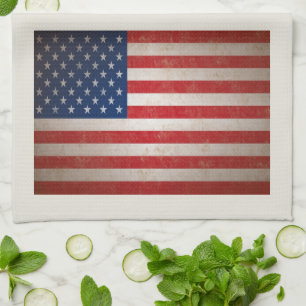 Patriotic American Flag 50 Stars Tea Towel