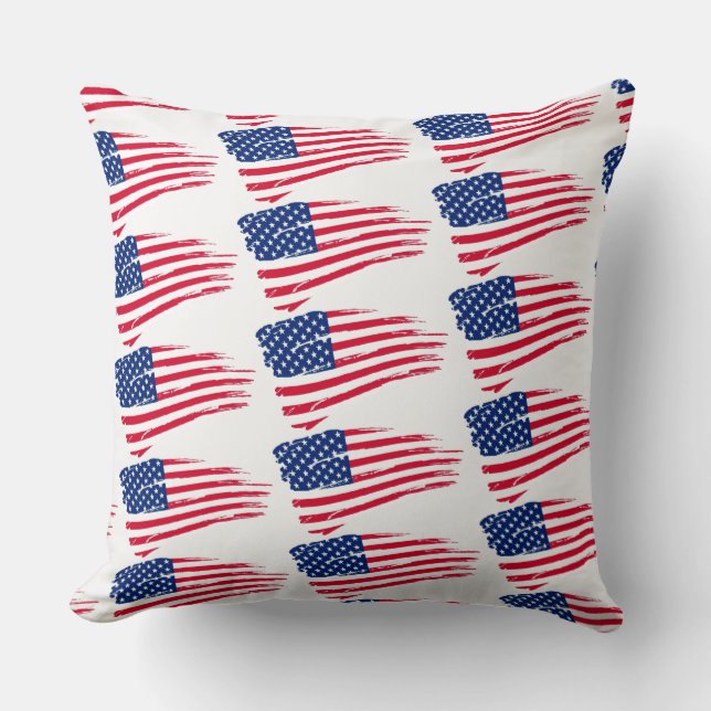 Patriotic American Flag Accent Pillow (Front)